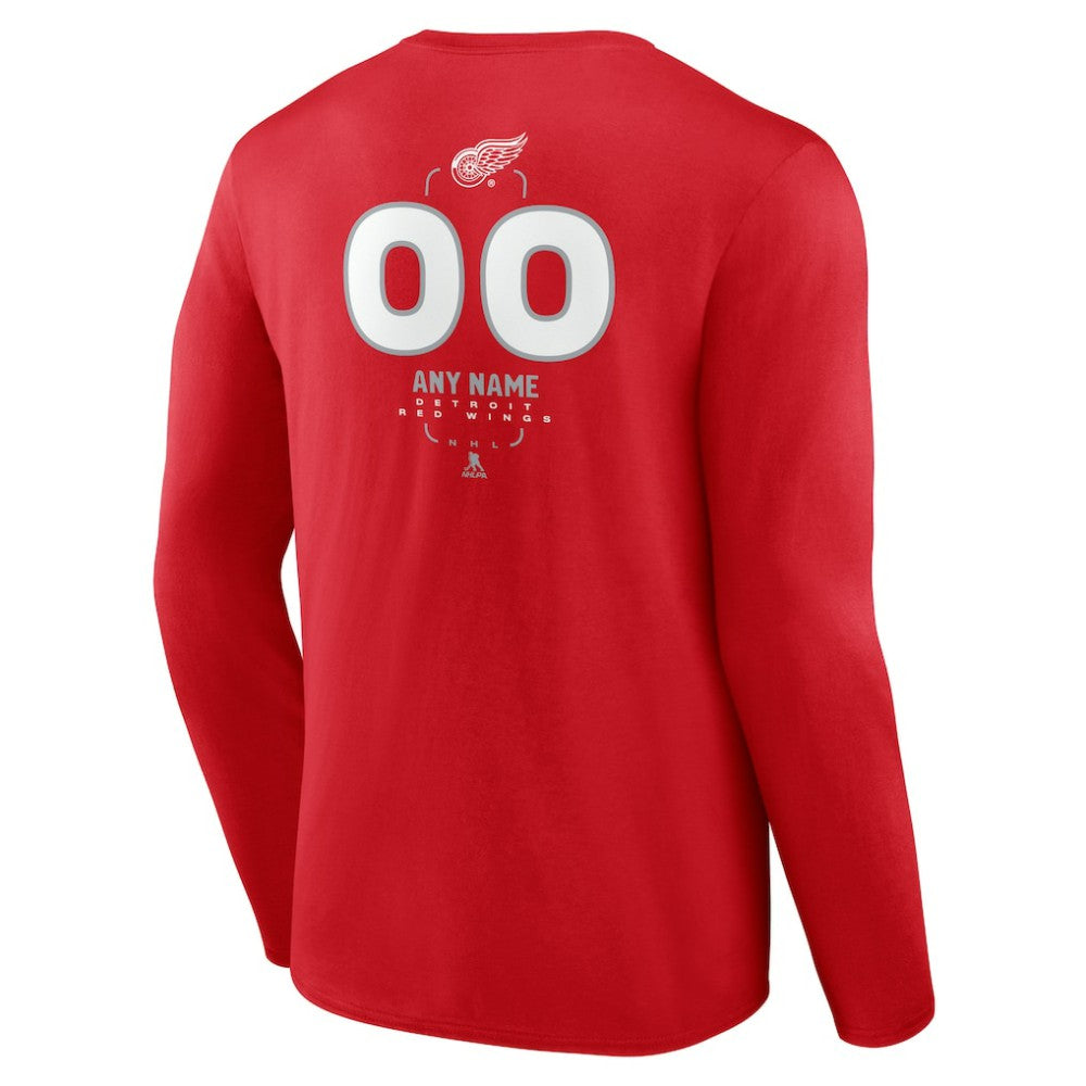NHL Red Detroit Red Wings Personalized Name & Number Midfielder Long Sleeve T-Shirt