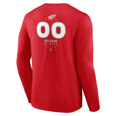 NHL Red Detroit Red Wings Personalized Name & Number Midfielder Long Sleeve T-Shirt