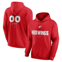 NHL Red Detroit Red Wings Personalized Name & Number Midfielder Pullover Hoodie