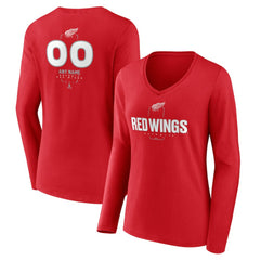 NHL Red Detroit Red Wings Women's Personalized Name & Number Midfielder Long Sleeve V-Neck T-Shirt