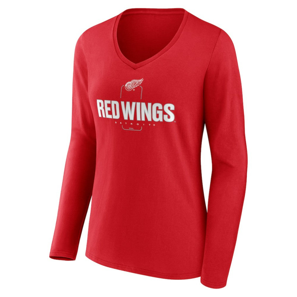 NHL Red Detroit Red Wings Women's Personalized Name & Number Midfielder Long Sleeve V-Neck T-Shirt
