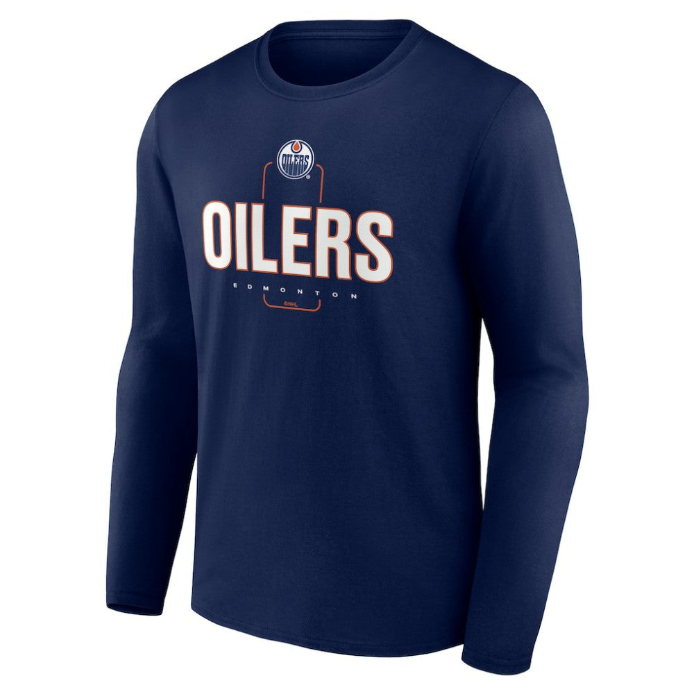 NHL Navy Edmonton Oilers Personalized Name & Number Midfielder Long Sleeve T-Shirt
