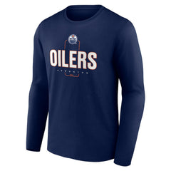 NHL Navy Edmonton Oilers Personalized Name & Number Midfielder Long Sleeve T-Shirt