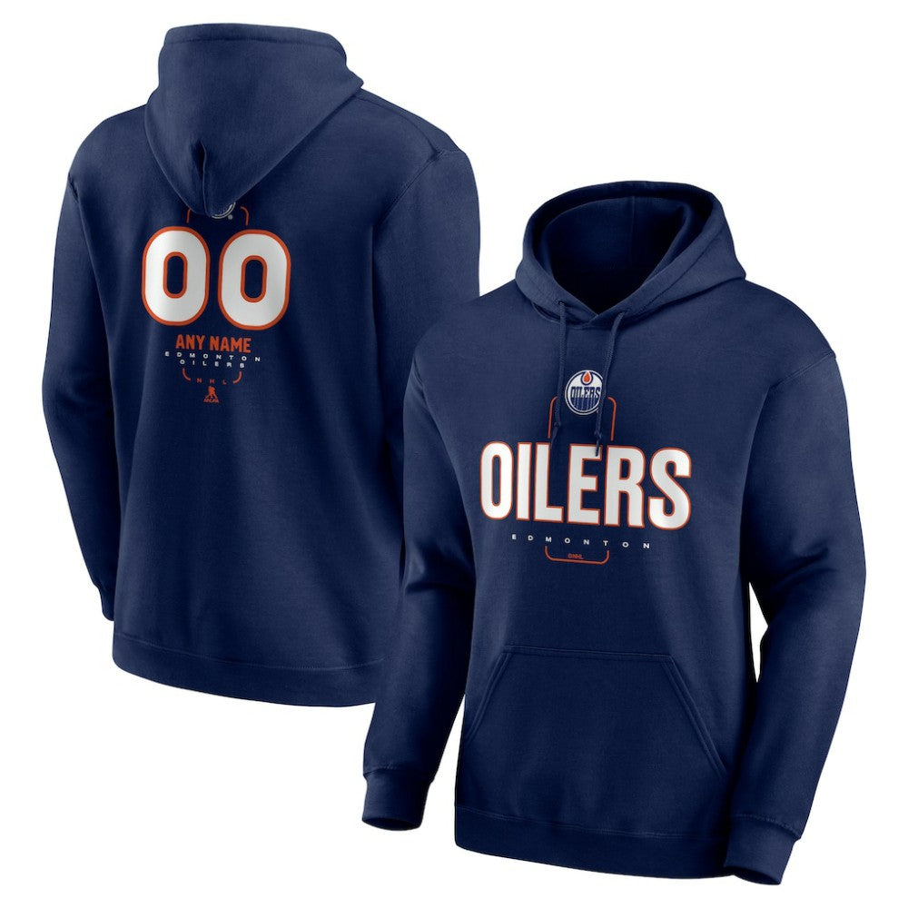 NHL Navy Edmonton Oilers Personalized Name & Number Midfielder Pullover Hoodie