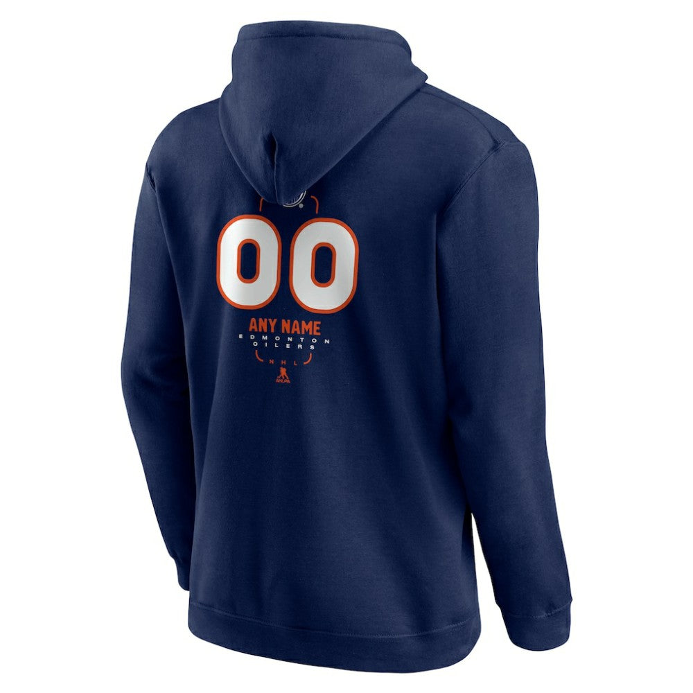 NHL Navy Edmonton Oilers Personalized Name & Number Midfielder Pullover Hoodie