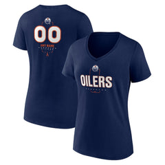NHL Navy Edmonton Oilers Women's Personalized Name & Number Midfielder V-Neck T-Shirt
