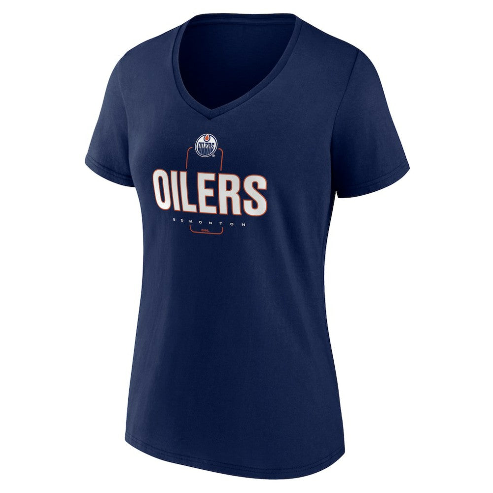 NHL Navy Edmonton Oilers Women's Personalized Name & Number Midfielder V-Neck T-Shirt