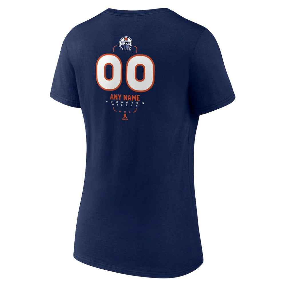 NHL Navy Edmonton Oilers Women's Personalized Name & Number Midfielder V-Neck T-Shirt