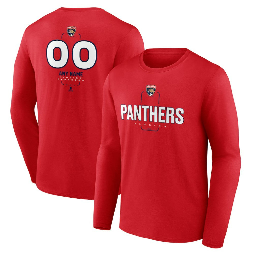 NHL Red Florida Panthers Personalized Name & Number Midfielder Long Sleeve T-Shirt