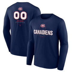 NHL Navy Montreal Canadiens Personalized Name & Number Midfielder Long Sleeve T-Shirt