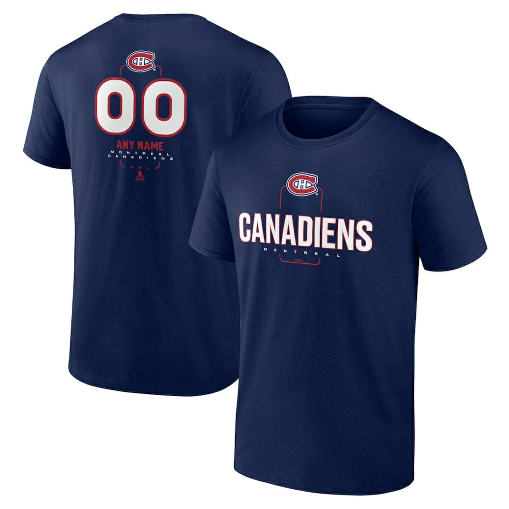 NHL Navy Montreal Canadiens Personalized Name & Number Midfielder T-Shirt