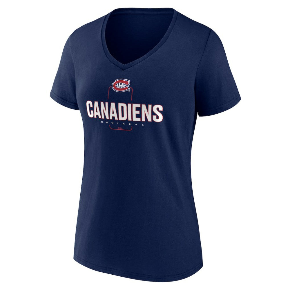 NHL Navy Montreal Canadiens Women's Personalized Name & Number Midfielder V-Neck T-Shirt