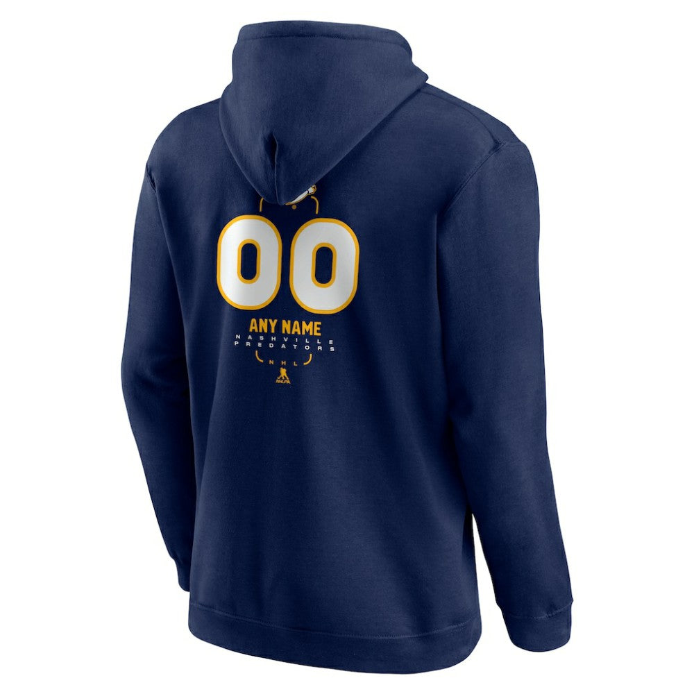 NHL Navy Nashville Predators Personalized Name & Number Midfielder Pullover Hoodie