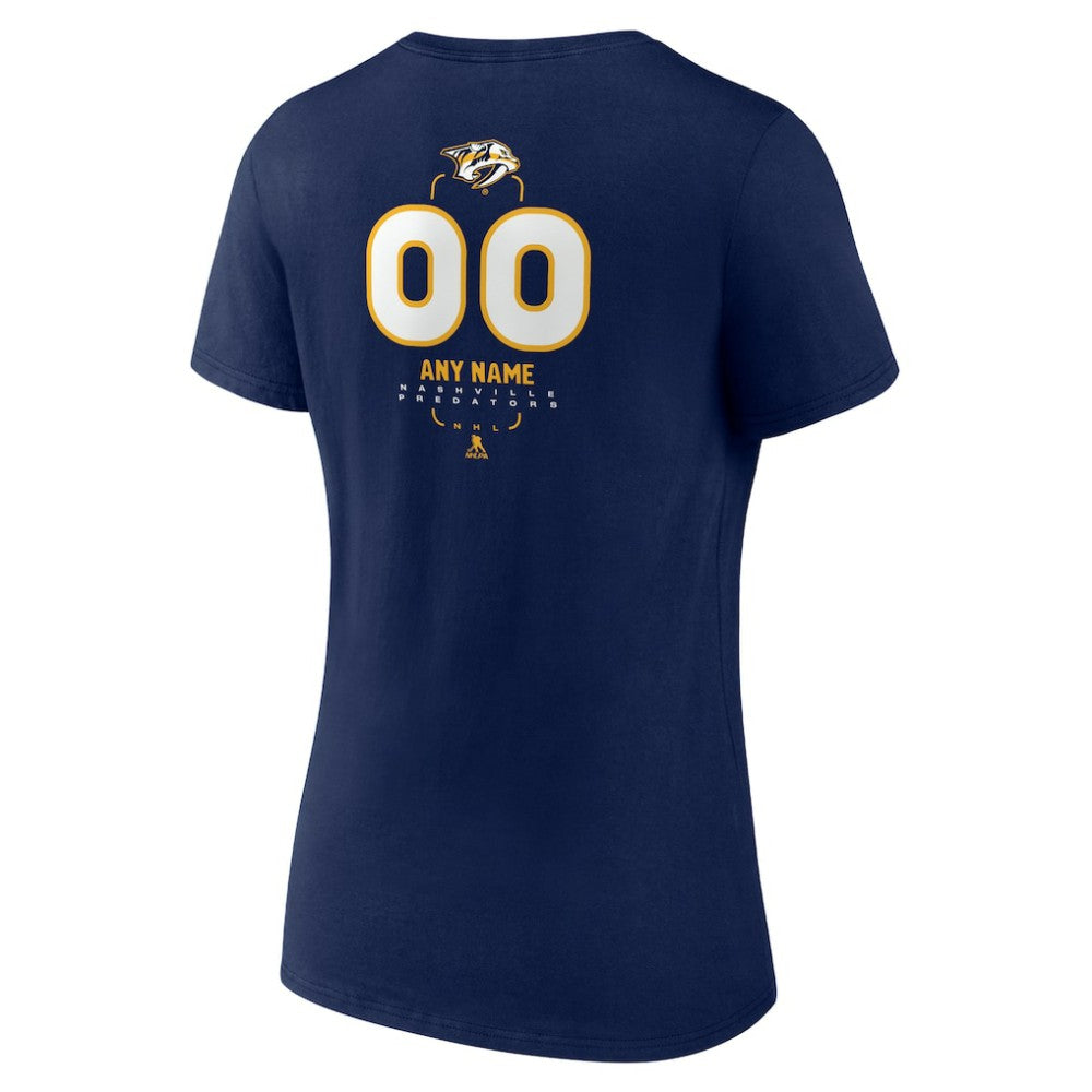 NHL Navy Nashville Predators Women's Personalized Name & Number Midfielder V-Neck T-Shirt