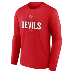 NHL Red New Jersey Devils Personalized Name & Number Midfielder Long Sleeve T-Shirt
