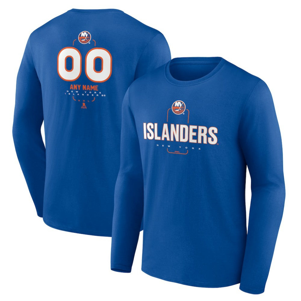 NHL Royal New York Islanders Personalized Name & Number Midfielder Long Sleeve T-Shirt