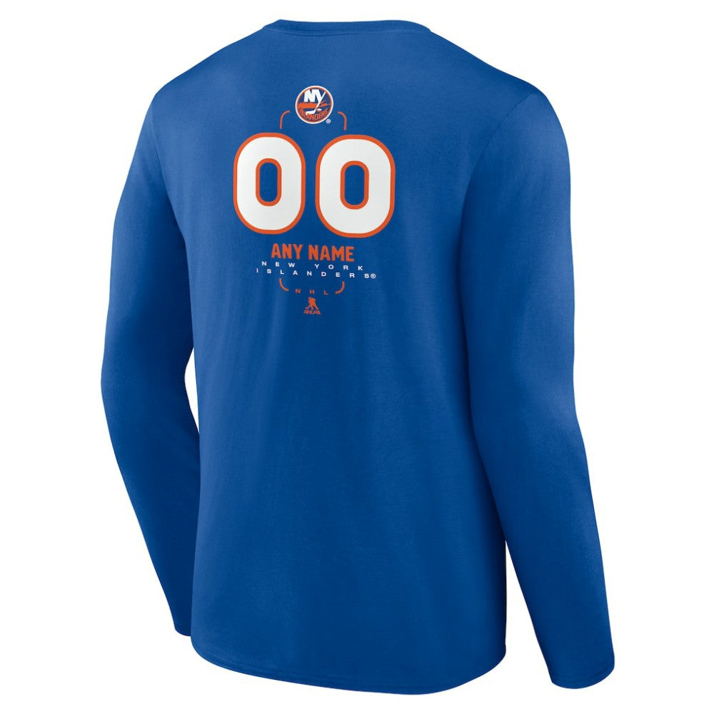 NHL Royal New York Islanders Personalized Name & Number Midfielder Long Sleeve T-Shirt