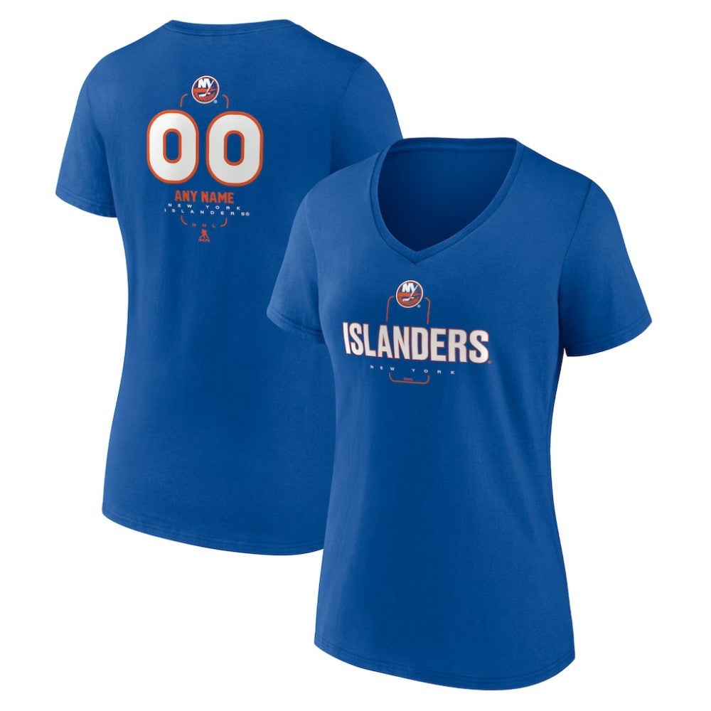 NHL Royal New York Islanders Women's Personalized Name & Number Midfielder V-Neck T-Shirt
