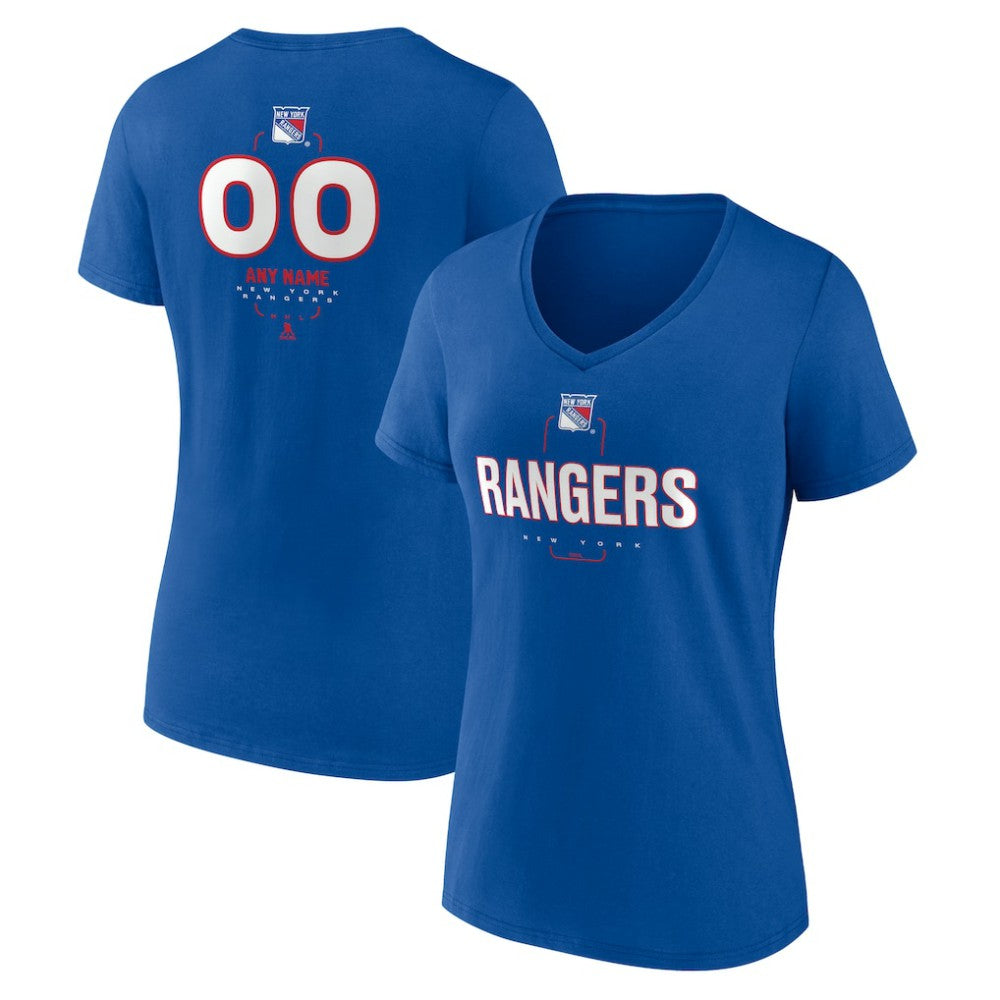 NHL Blue New York Rangers Women's Personalized Name & Number Midfielder V-Neck T-Shirt