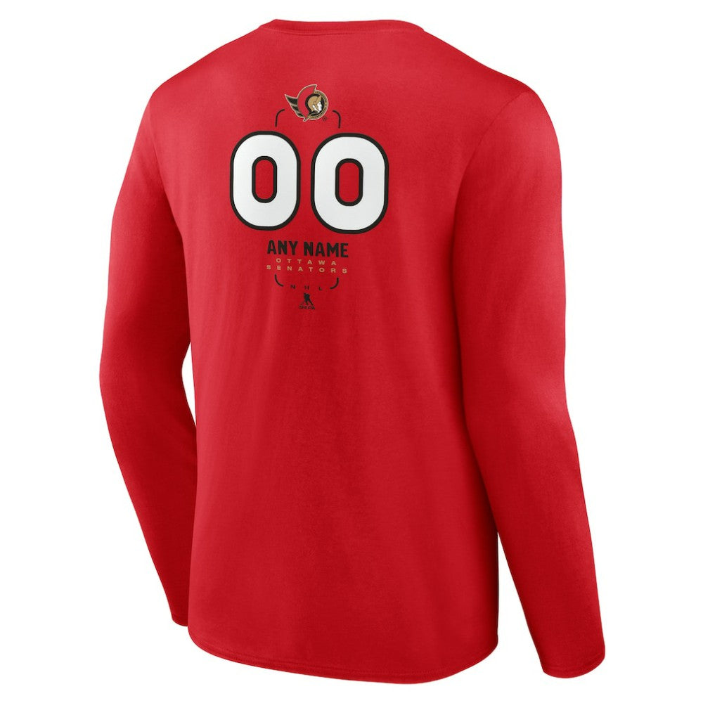 NHL Red Ottawa Senators Personalized Name & Number Midfielder Long Sleeve T-Shirt