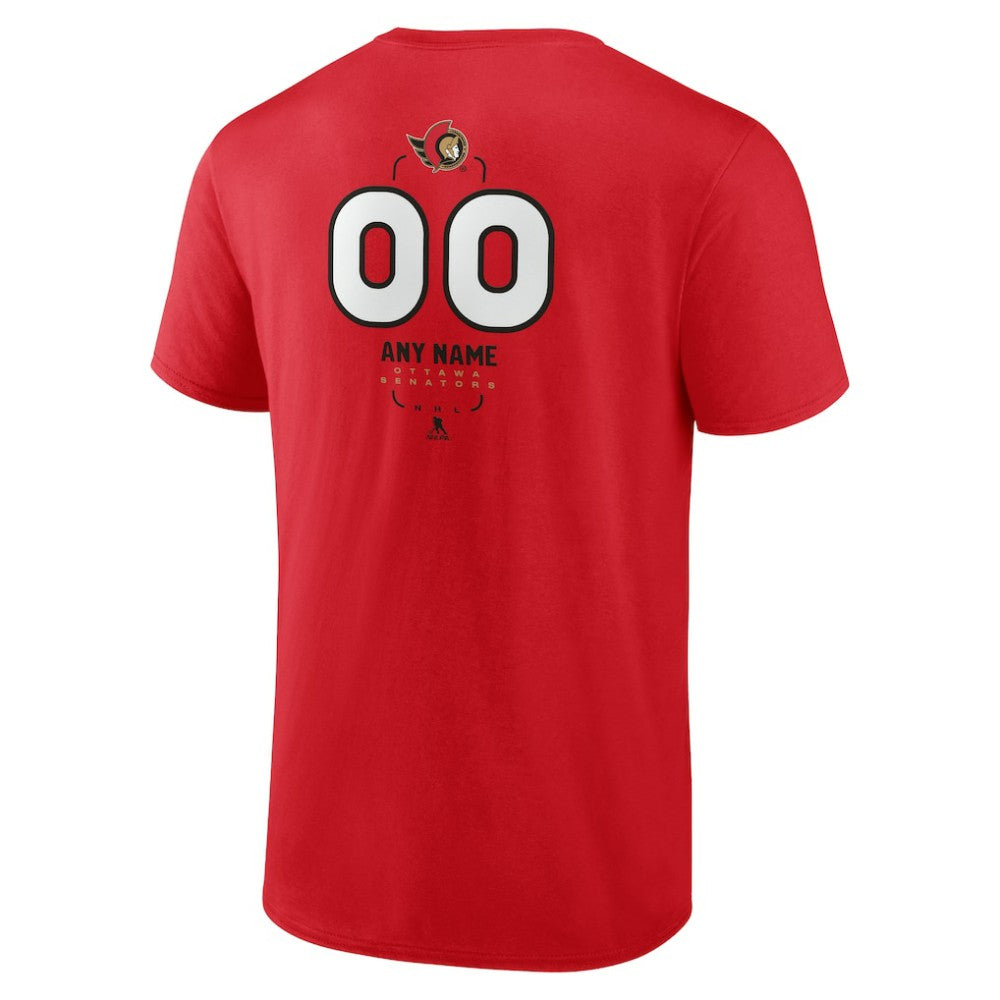 NHL Red Ottawa Senators Personalized Name & Number Midfielder T-Shirt