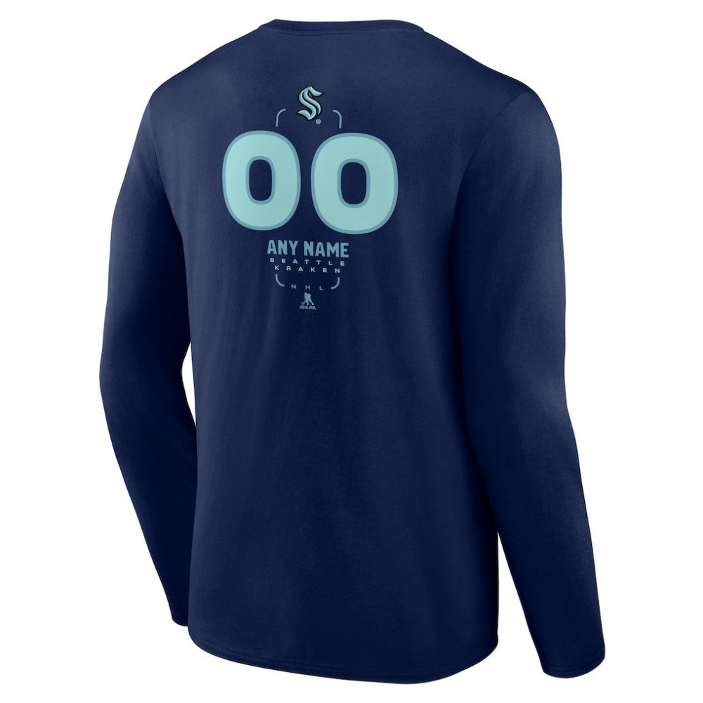 NHL Deep Sea Blue Seattle Kraken Personalized Name & Number Midfielder Long Sleeve T-Shirt