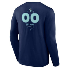 NHL Deep Sea Blue Seattle Kraken Personalized Name & Number Midfielder Long Sleeve T-Shirt