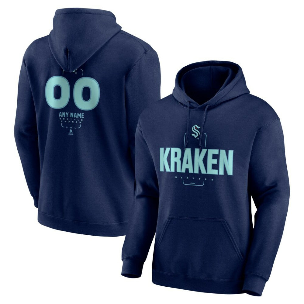 NHL Deep Sea Blue Seattle Kraken Personalized Name & Number Midfielder Pullover Hoodie