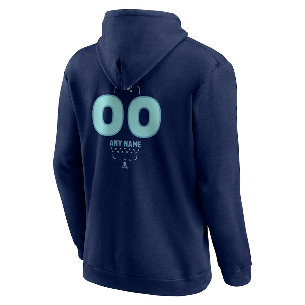NHL Deep Sea Blue Seattle Kraken Personalized Name & Number Midfielder Pullover Hoodie