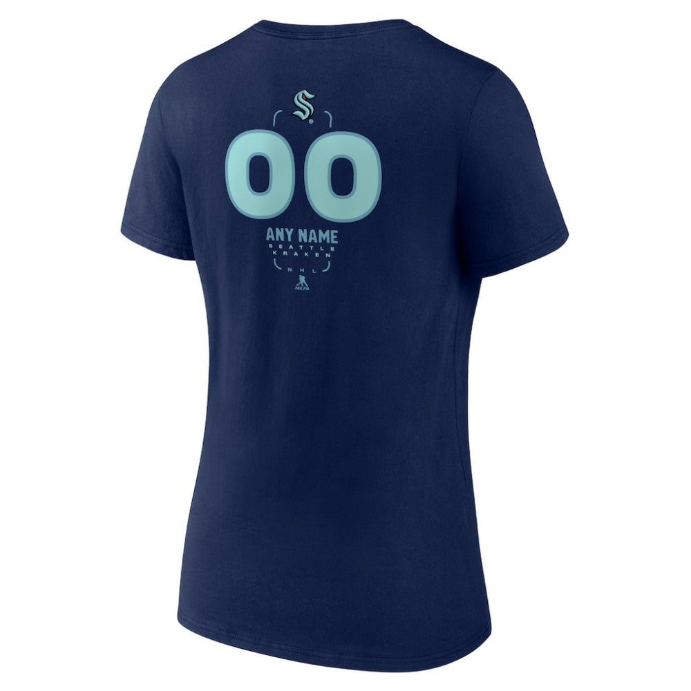 NHL Deep Sea Blue Seattle Kraken Women's Personalized Name & Number Midfielder V-Neck T-Shirt