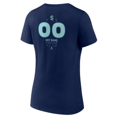 NHL Deep Sea Blue Seattle Kraken Women's Personalized Name & Number Midfielder V-Neck T-Shirt