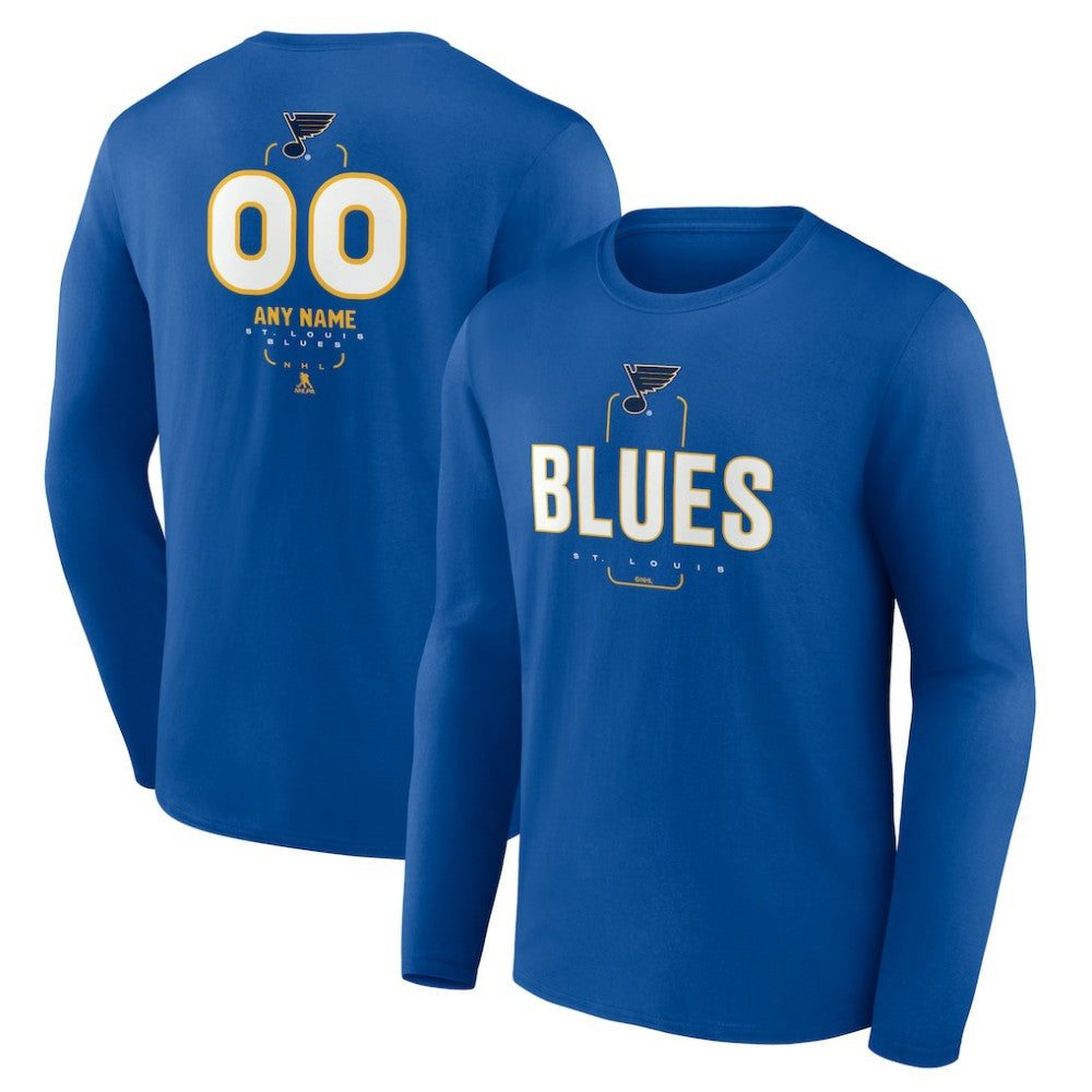 NHL Blue St. Louis Blues Personalized Name & Number Midfielder Long Sleeve T-Shirt