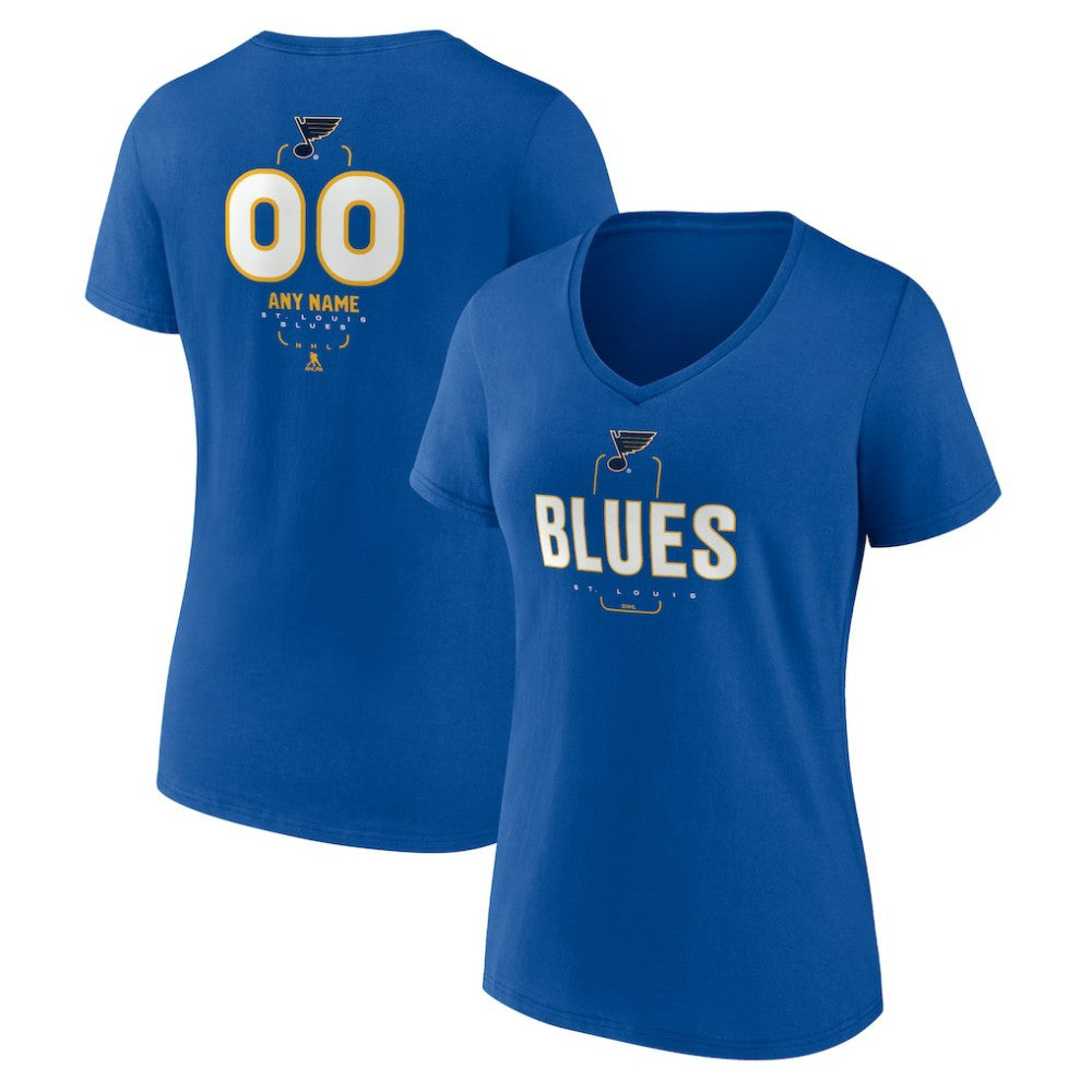 NHL Blue St. Louis Blues Women's Personalized Name & Number Midfielder V-Neck T-Shirt