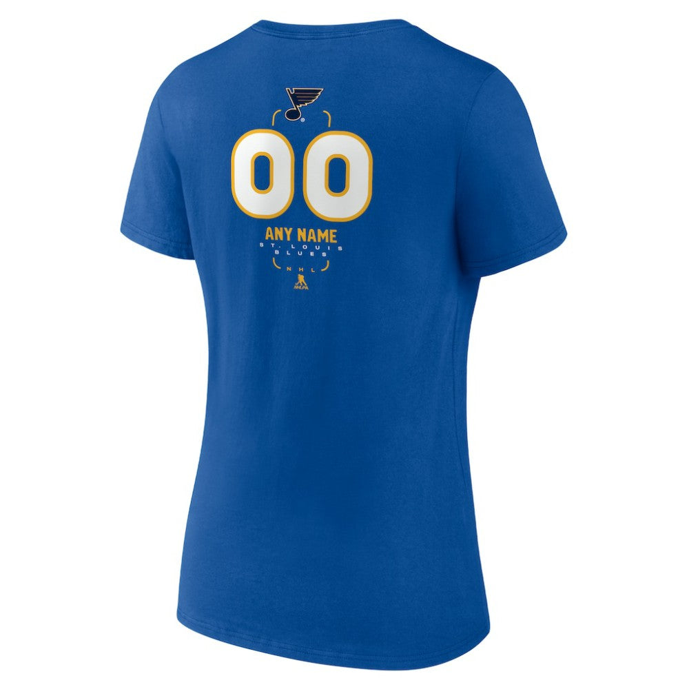NHL Blue St. Louis Blues Women's Personalized Name & Number Midfielder V-Neck T-Shirt