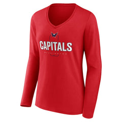NHL Red Washington Capitals Women's Personalized Name & Number Midfielder Long Sleeve V-Neck T-Shirt