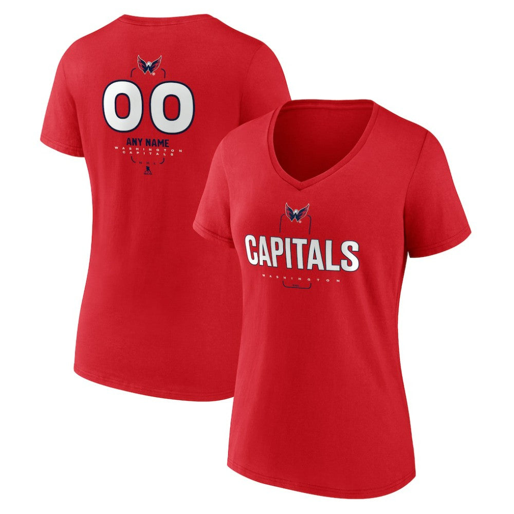 NHL Red Washington Capitals Women's Personalized Name & Number Midfielder V-Neck T-Shirt