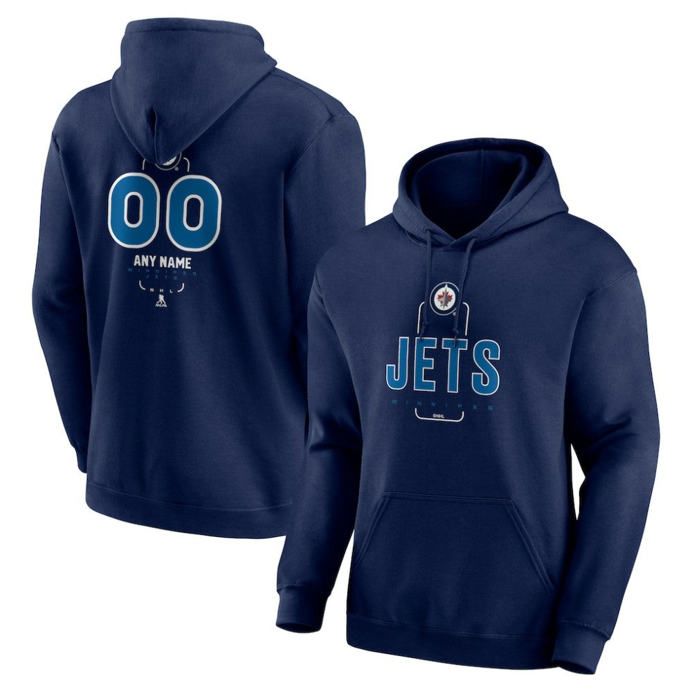 NHL Navy Winnipeg Jets Personalized Name & Number Midfielder Pullover Hoodie