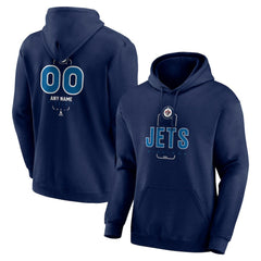 NHL Navy Winnipeg Jets Personalized Name & Number Midfielder Pullover Hoodie