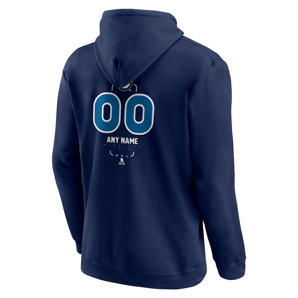 NHL Navy Winnipeg Jets Personalized Name & Number Midfielder Pullover Hoodie