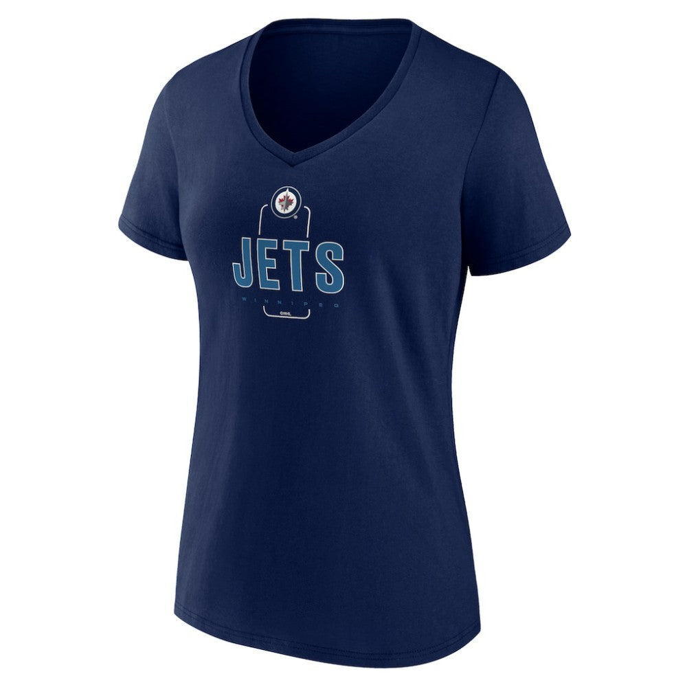 NHL Navy Winnipeg Jets Women's Personalized Name & Number Midfielder V-Neck T-Shirt