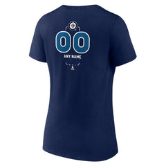 NHL Navy Winnipeg Jets Women's Personalized Name & Number Midfielder V-Neck T-Shirt