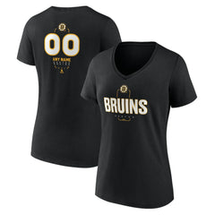 NHL Black Boston Bruins Women's Personalized Name & Number Midfielder V-Neck T-Shirt
