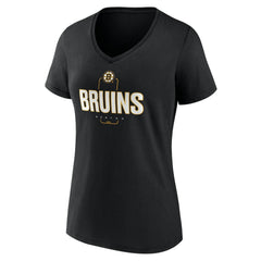 NHL Black Boston Bruins Women's Personalized Name & Number Midfielder V-Neck T-Shirt
