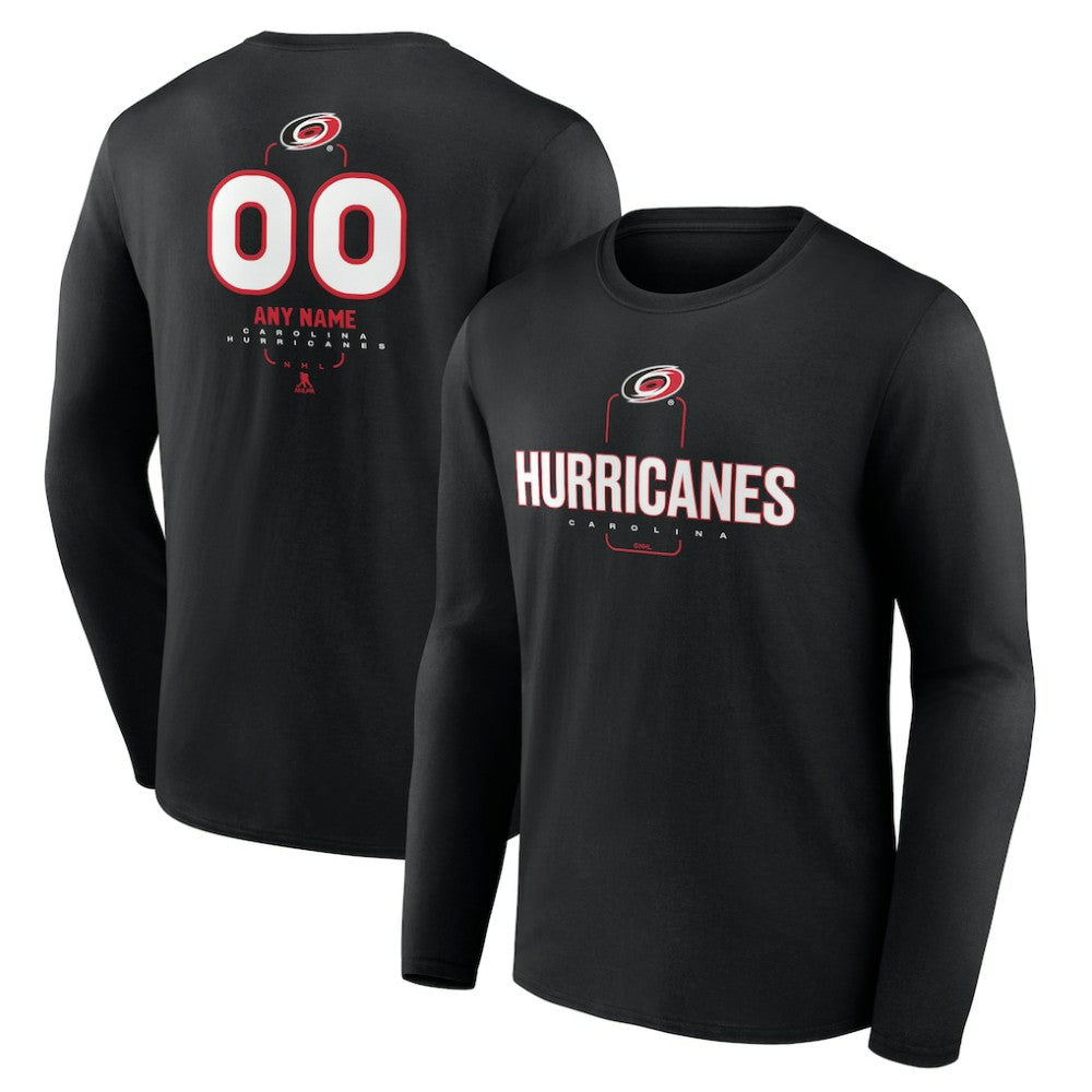NHL Black Carolina Hurricanes Personalized Name & Number Midfielder Long Sleeve T-Shirt