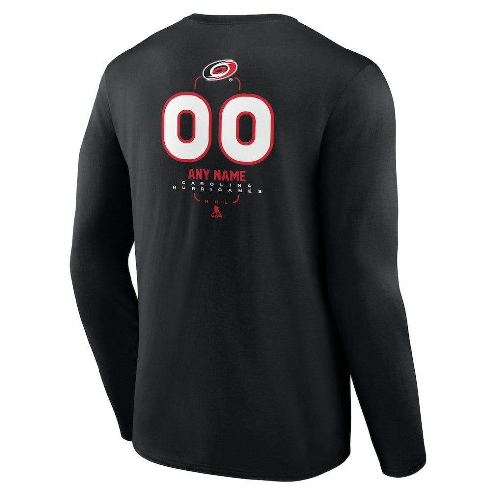 NHL Black Carolina Hurricanes Personalized Name & Number Midfielder Long Sleeve T-Shirt
