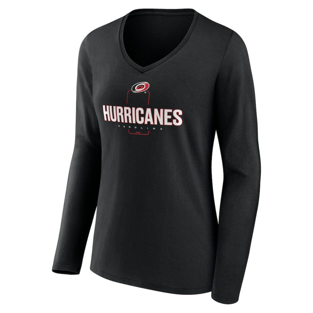 NHL Black Carolina Hurricanes Women's Personalized Name & Number Midfielder Long Sleeve V-Neck T-Shirt
