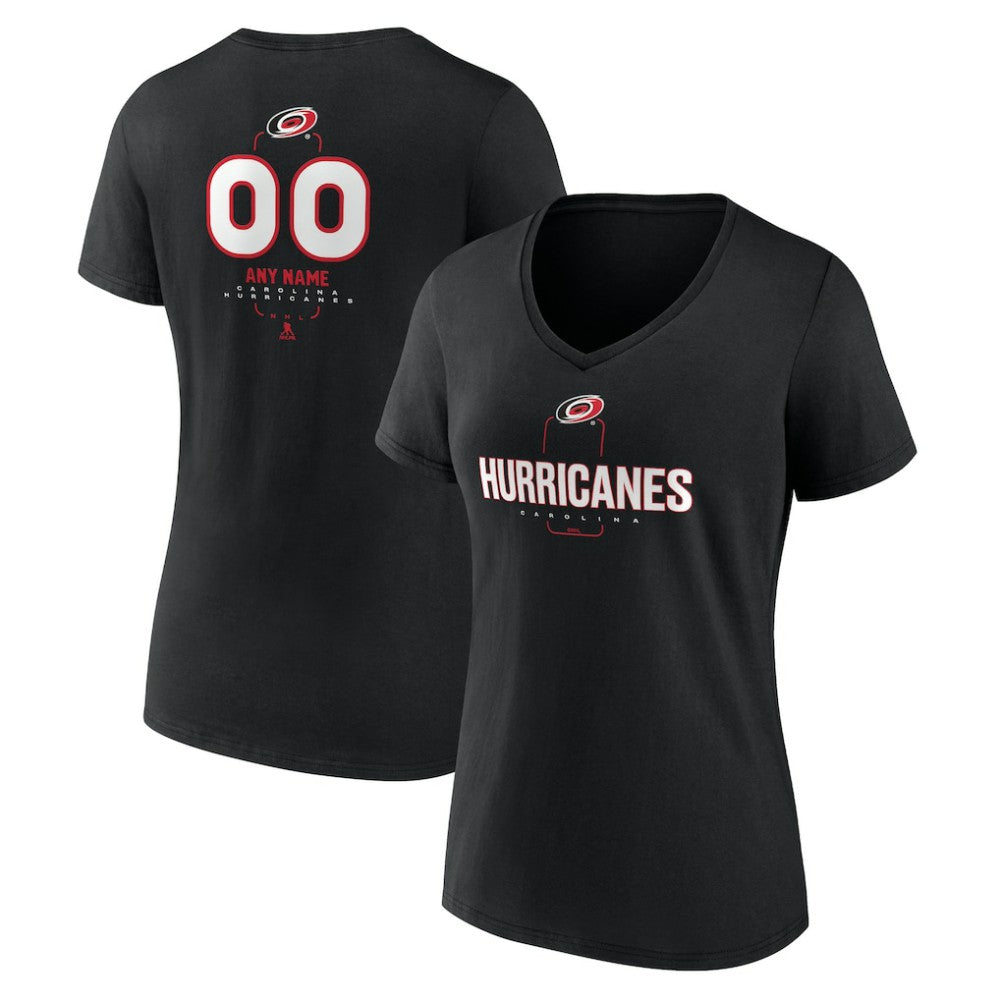 NHL Black Carolina Hurricanes Women's Personalized Name & Number Midfielder V-Neck T-Shirt