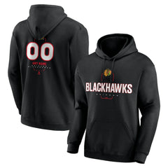 NHL Black Chicago Blackhawks Personalized Name & Number Midfielder Pullover Hoodie