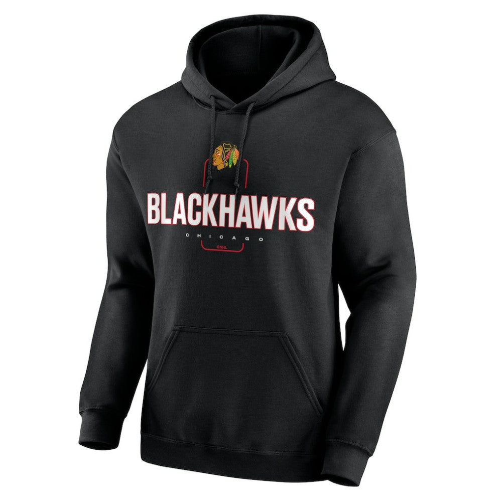 NHL Black Chicago Blackhawks Personalized Name & Number Midfielder Pullover Hoodie