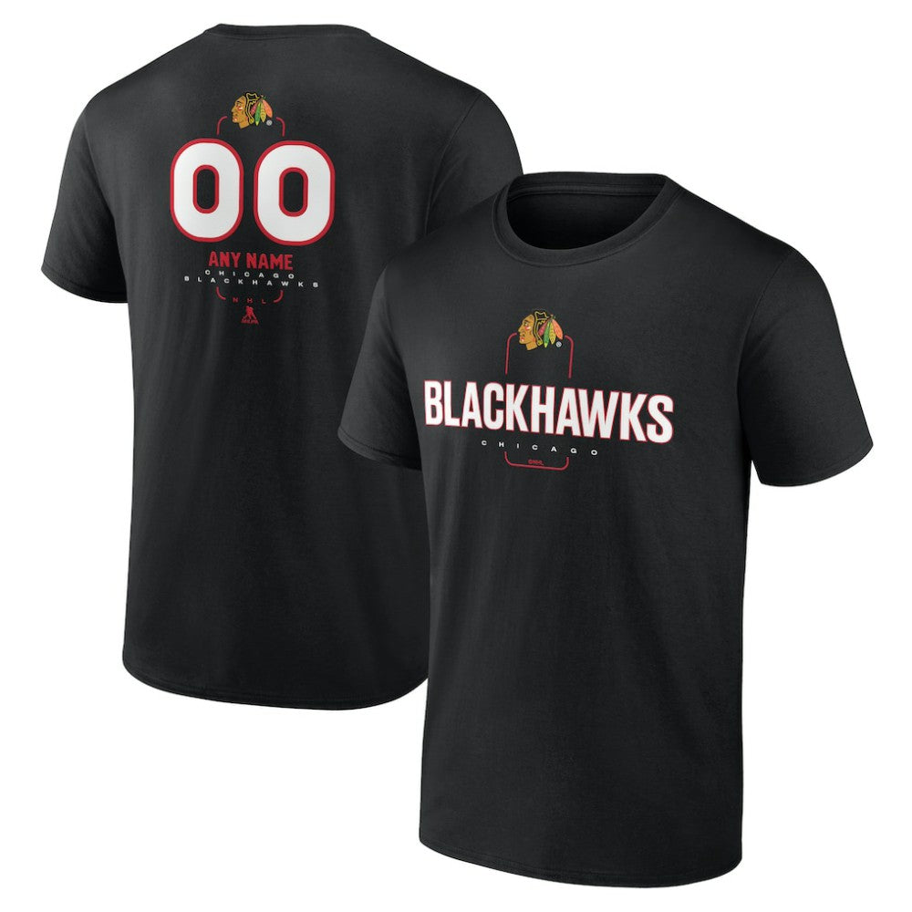 NHL Black Chicago Blackhawks Personalized Name & Number Midfielder T-Shirt